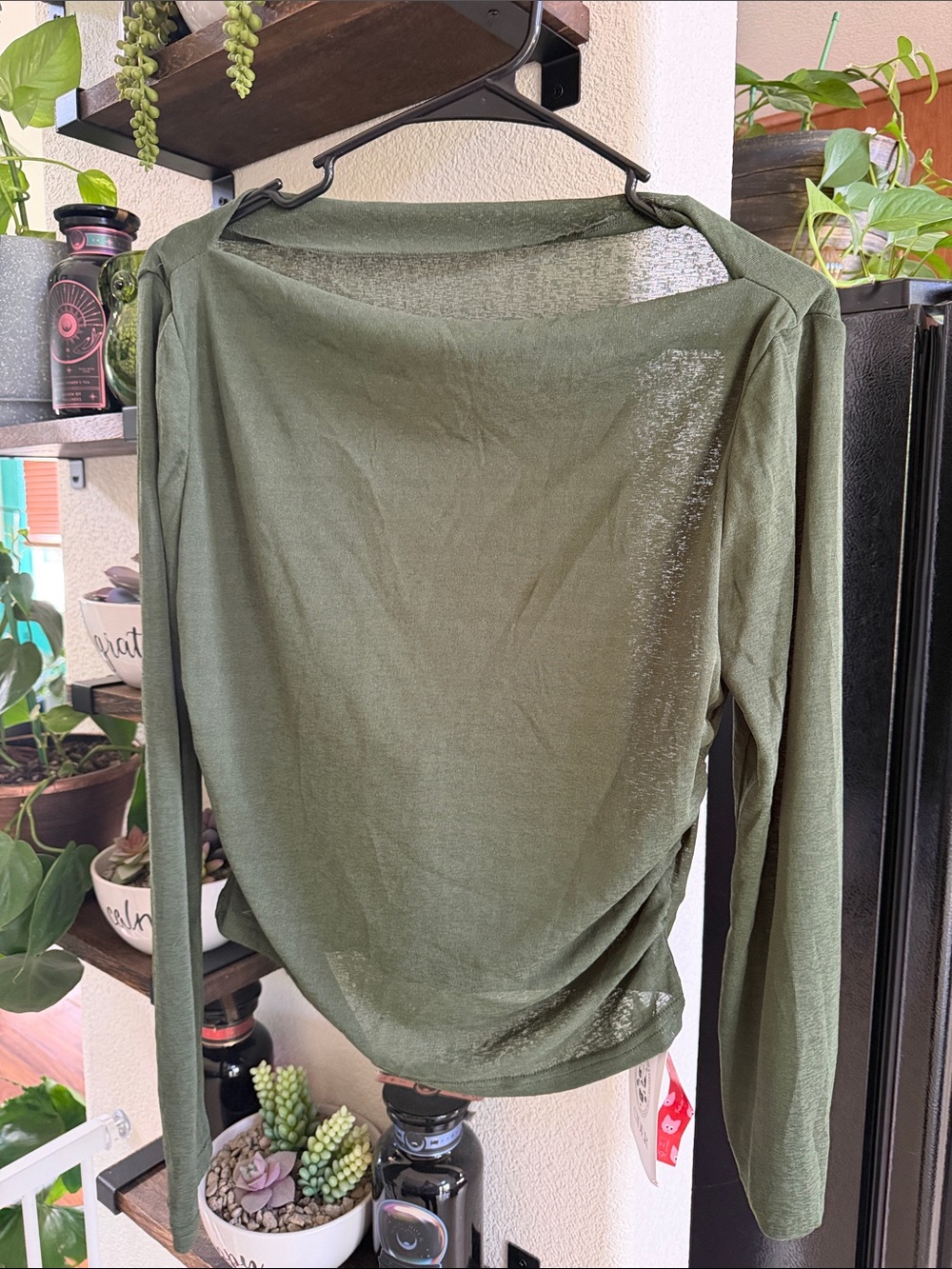 Cider Olive Green Long Sleeve Women's Top